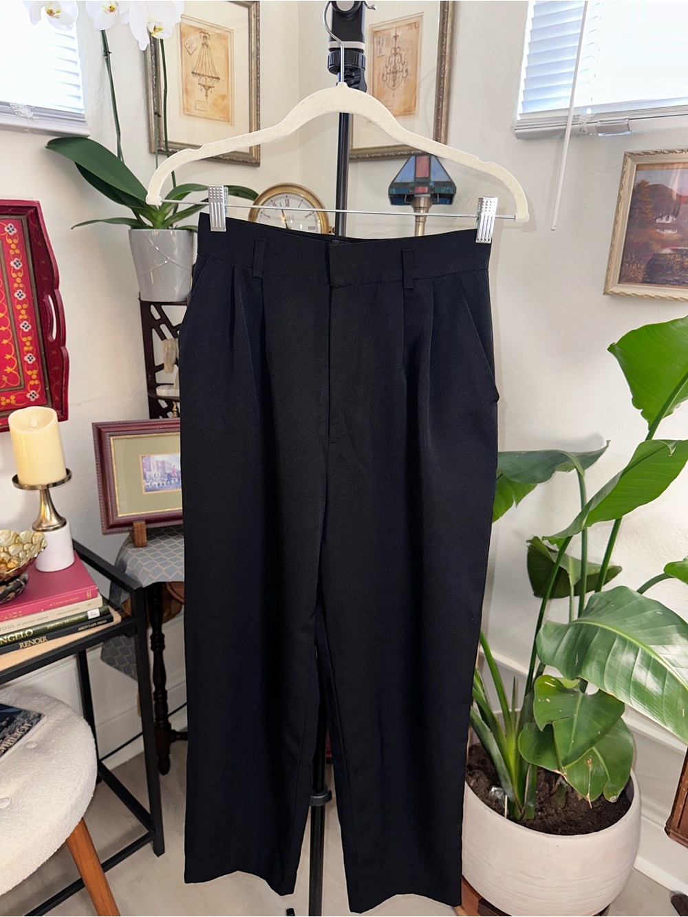 Premier Black Pleated Menβs Dress Pants